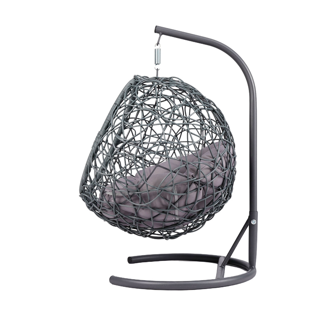 Cat Swing Bed with Stand & Cushion, Cat Egg Chair with Rattan Wicker Appearance, Indoor Hanging Swinging Cat Bed for Cats, Sm