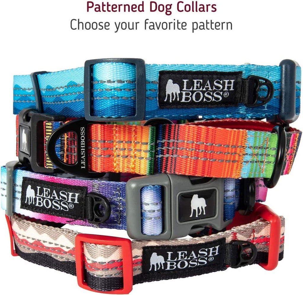 Leashboss Pattern Martingale Dog Collar, Reflective No-Pull Training Collar, Pattern Collection | Orange Med-Large