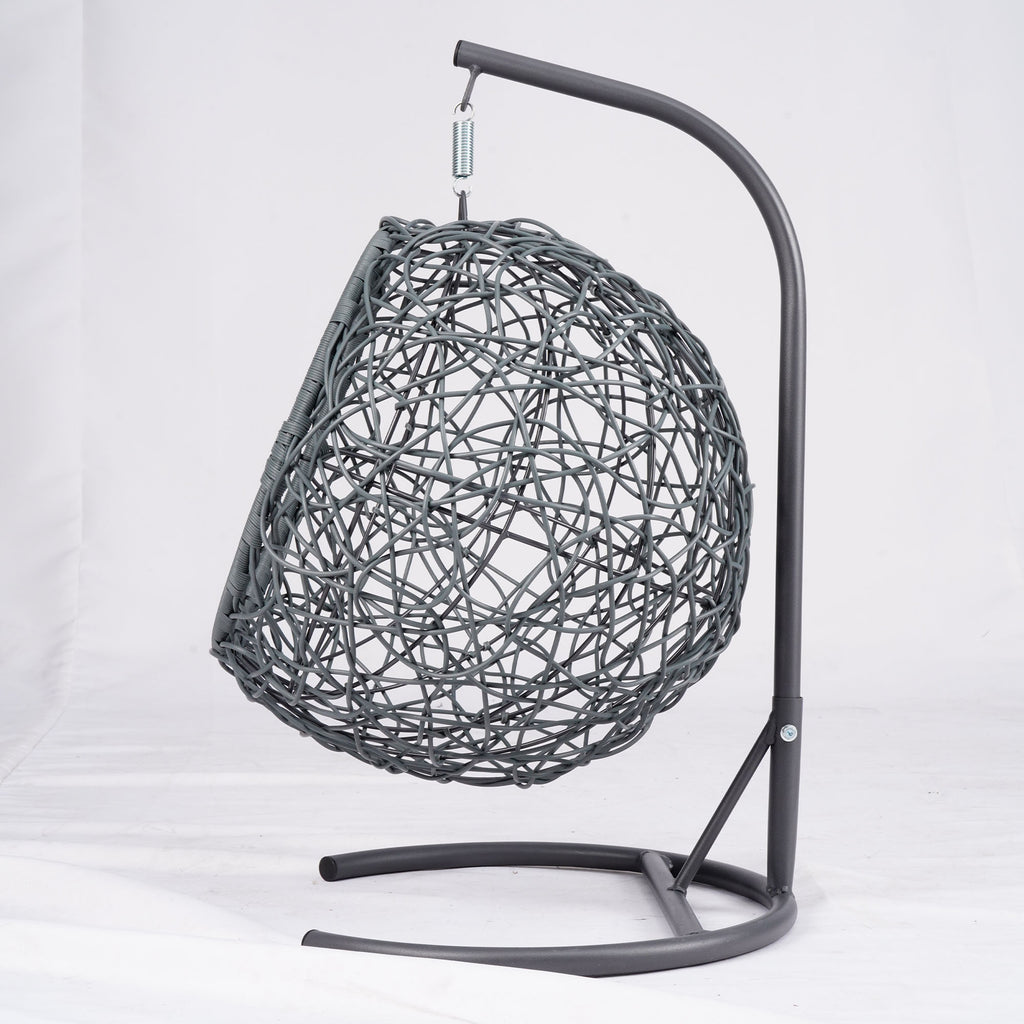 Cat Swing Bed with Stand & Cushion, Cat Egg Chair with Rattan Wicker Appearance, Indoor Hanging Swinging Cat Bed for Cats, Sm