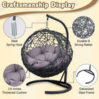 Cat Swing Bed with Stand & Cushion, Cat Egg Chair with Rattan Wicker Appearance, Indoor Hanging Swinging Cat Bed for Cats, Sm
