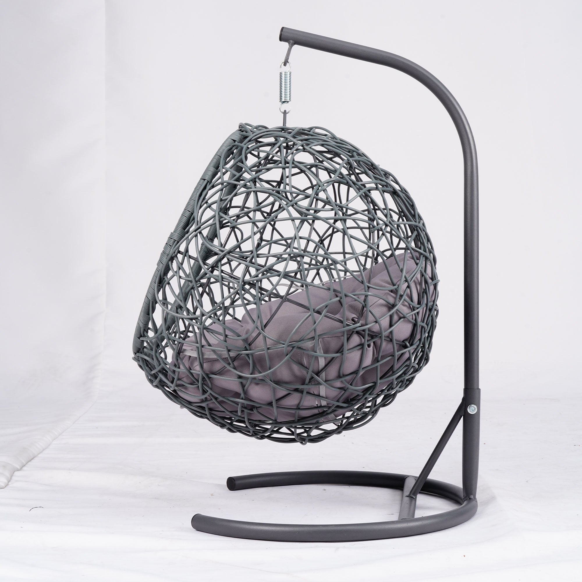 Cat Swing Bed with Stand & Cushion, Cat Egg Chair with Rattan Wicker Appearance, Indoor Hanging Swinging Cat Bed for Cats, Sm