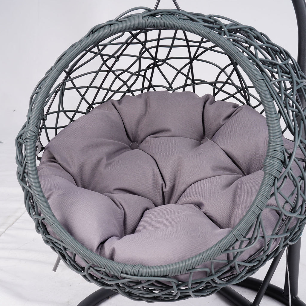Cat Swing Bed with Stand & Cushion, Cat Egg Chair with Rattan Wicker Appearance, Indoor Hanging Swinging Cat Bed for Cats, Sm
