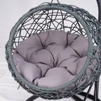 Cat Swing Bed with Stand & Cushion, Cat Egg Chair with Rattan Wicker Appearance, Indoor Hanging Swinging Cat Bed for Cats, Sm
