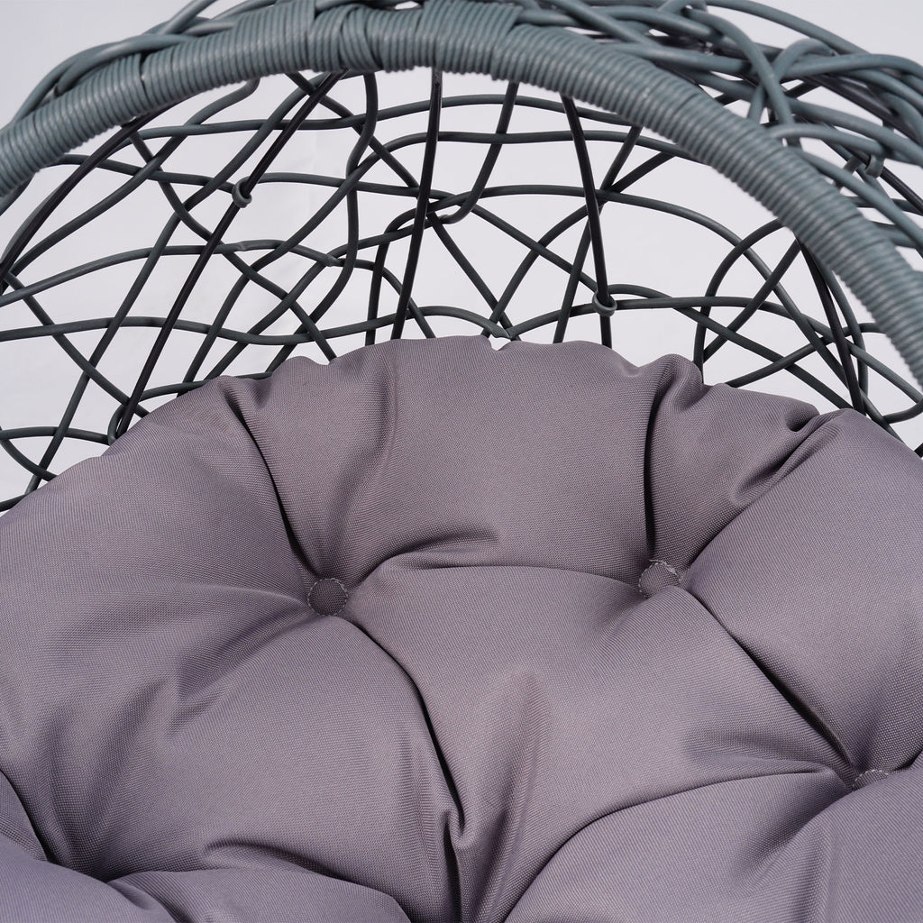 Cat Swing Bed with Stand & Cushion, Cat Egg Chair with Rattan Wicker Appearance, Indoor Hanging Swinging Cat Bed for Cats, Sm