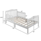 Wooden Baby Toddler Bed Children Bedroom Furniture with Safety Guardrails White