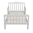 Wooden Baby Toddler Bed Children Bedroom Furniture with Safety Guardrails White