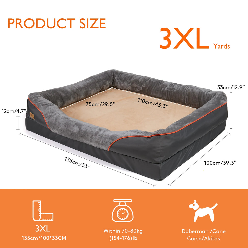 Large Dog Bed Soft Comfortable Warm Fleece Removable Washable Cover Pet Bed Waterproof