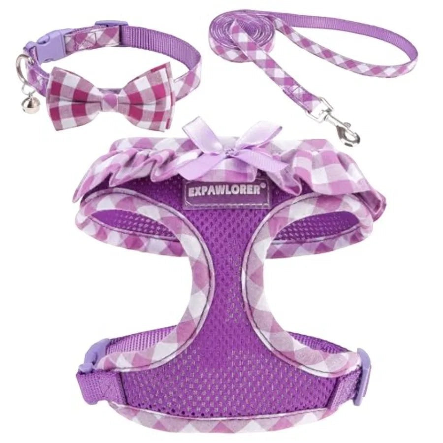 Mincy Pets Step-In Mesh Dog Harness Collar & Leash Set product photo.