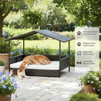 Rattan Outdoor Dog Bed with Canopy