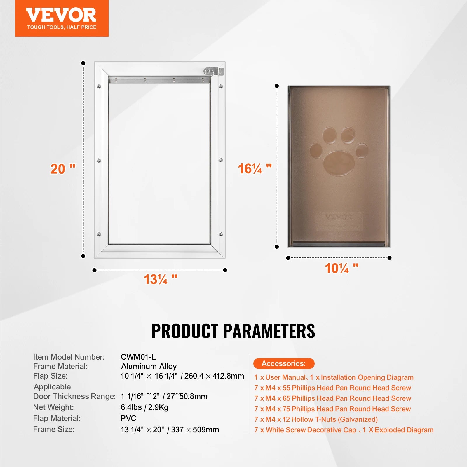 Mincy Pets Aluminum Pet Door with Lock & Weatherproof Flap product photo.