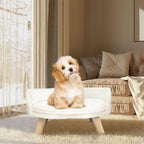 Luxury Soft Warm Plush Cat Bed Nesting Chair with Wood Legs Washable Waterproof Cushion Pad Pet Bed for Small Animals