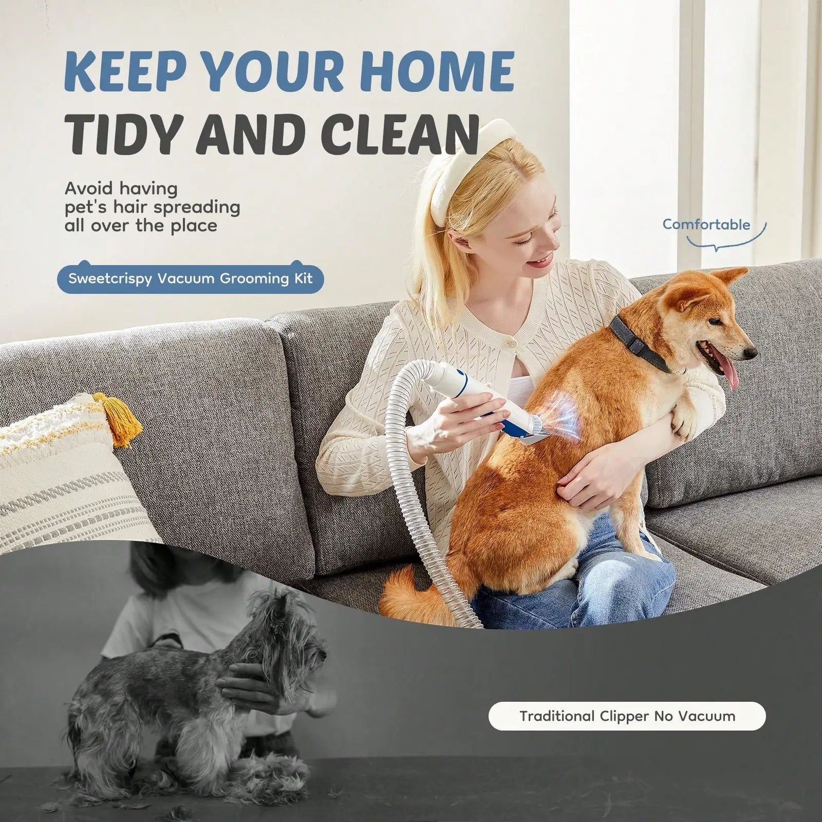 Mincy Pets Pet Grooming Vacuum Kit with Cordless Clippers product photo.