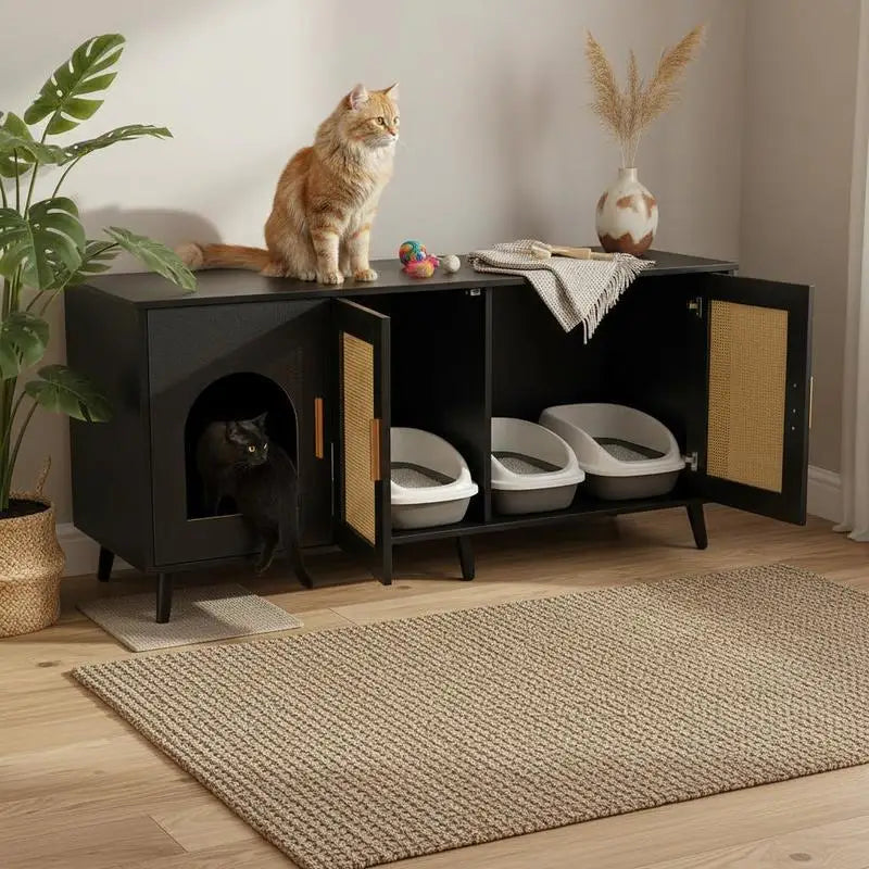 Cane-Look Litter Cabinet