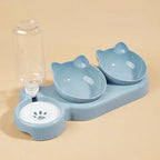 3-in-1 Ear Shaped Pet Feeding Bowl - Gravity Water Feeder Tilted Cat Bowl for Neck Care 1 Piece