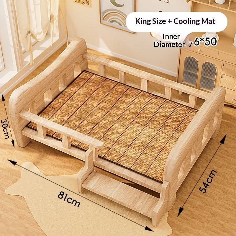 Solid Wood Elevated Dog Bed All Season Pet House for Small Medium Large Dogs Cats Raised Puppy Sleeping Pet Supplies Dog Bed