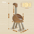 Dinosaur Cat Tree Tower with Sisal Scratching Post Large Rattan Cat Condo for Indoor Wicker Cat Bed with Removable Mat Cat Toys