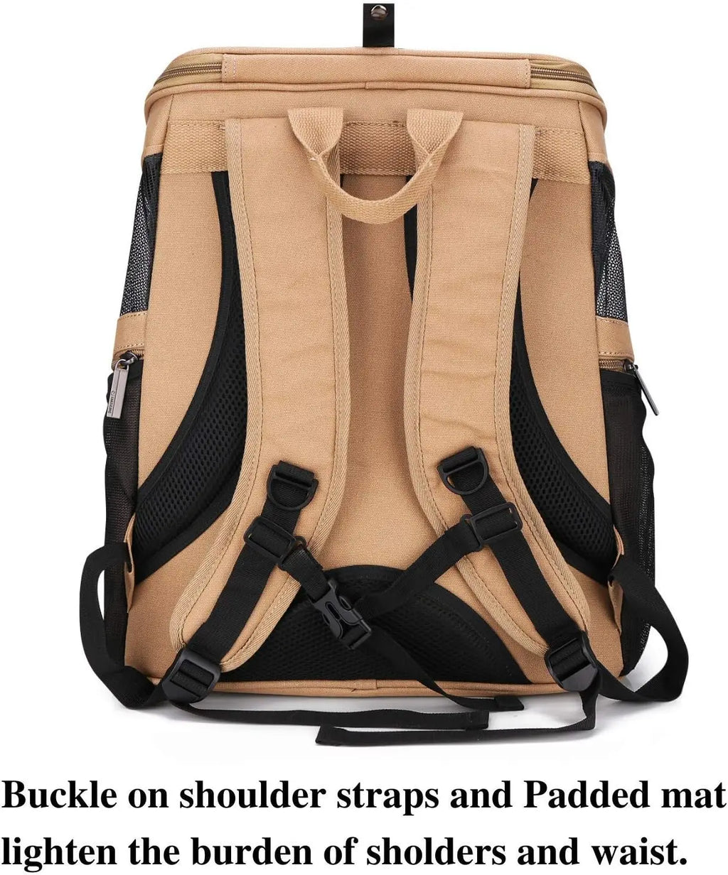 Large Pet Carrier Backpack for Fat Cats & Puppies, Airline-Approved, Bubble Window, Khaki