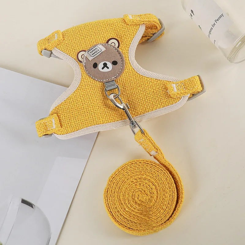 Mincy Pets Cartoon Print Rabbit & Cat Harness Leash Set product photo.