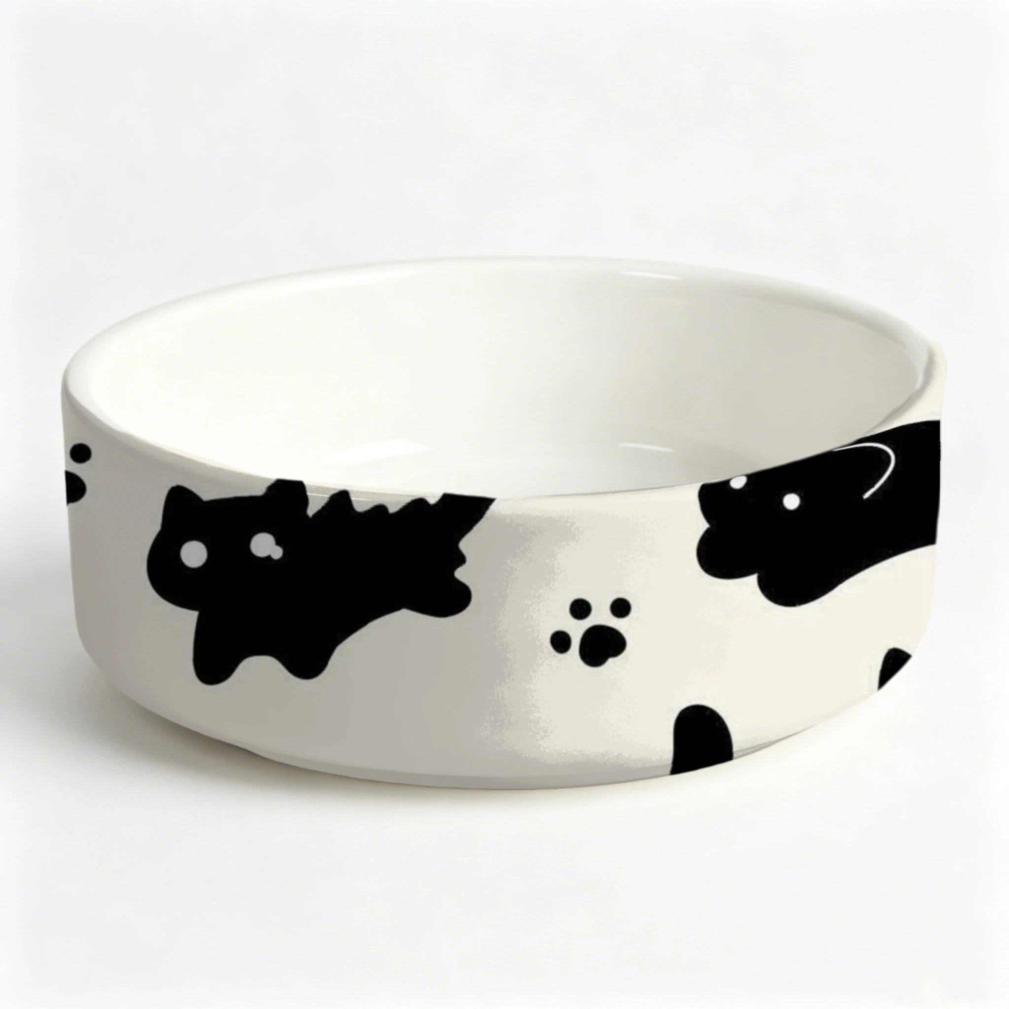 Ceramic Pet Bowl, Suitable for Cat Food & Drinking Water, Cute Printed Pattern, Sturdy & Durable, Ideal Choice for Cat Lovers，3