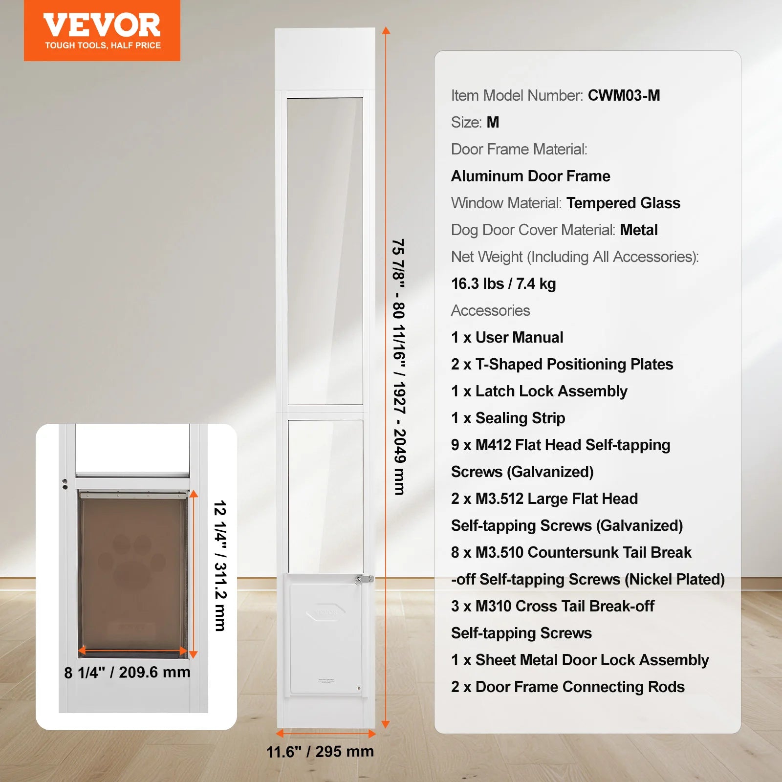 Mincy Pets Sliding Glass Pet Door product photo.