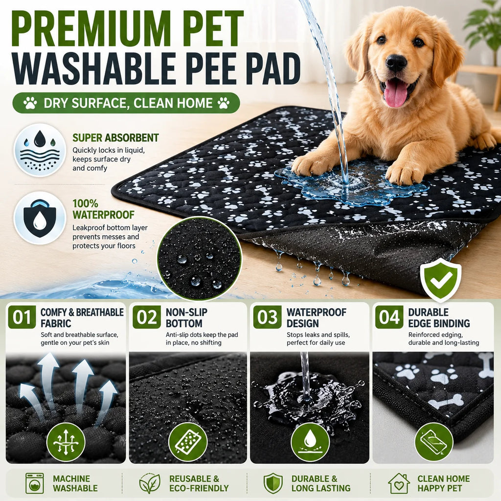 Dog Pee Pad Reusable Washable Waterproof Absorbent Urine Mat Covers Car Seat Floor Sofa Puppy Cat Training Diaper Pet Supplies