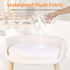 Luxury Soft Warm Plush Cat Bed Nesting Chair with Wood Legs Washable Waterproof Cushion Pad Pet Bed for Small Animals
