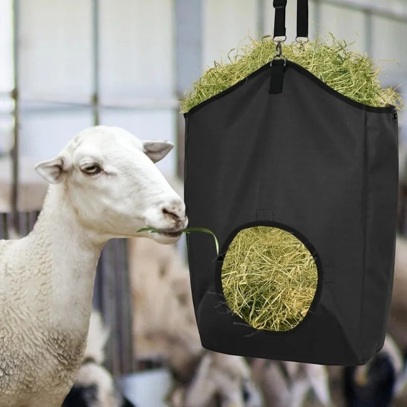 1pcs Goat Hay Feeder Bag Adjustable Slow Feed Hay Bag for Rabbits Horses Sheep Durable Hanging Animal Feeder