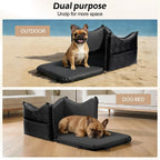 Waterproof PU Leather Dog Car Seat for Small Medium Dogs Under 35lbs, Detachable Cover, Memory Foam, Safety Belt & Storage Pockets