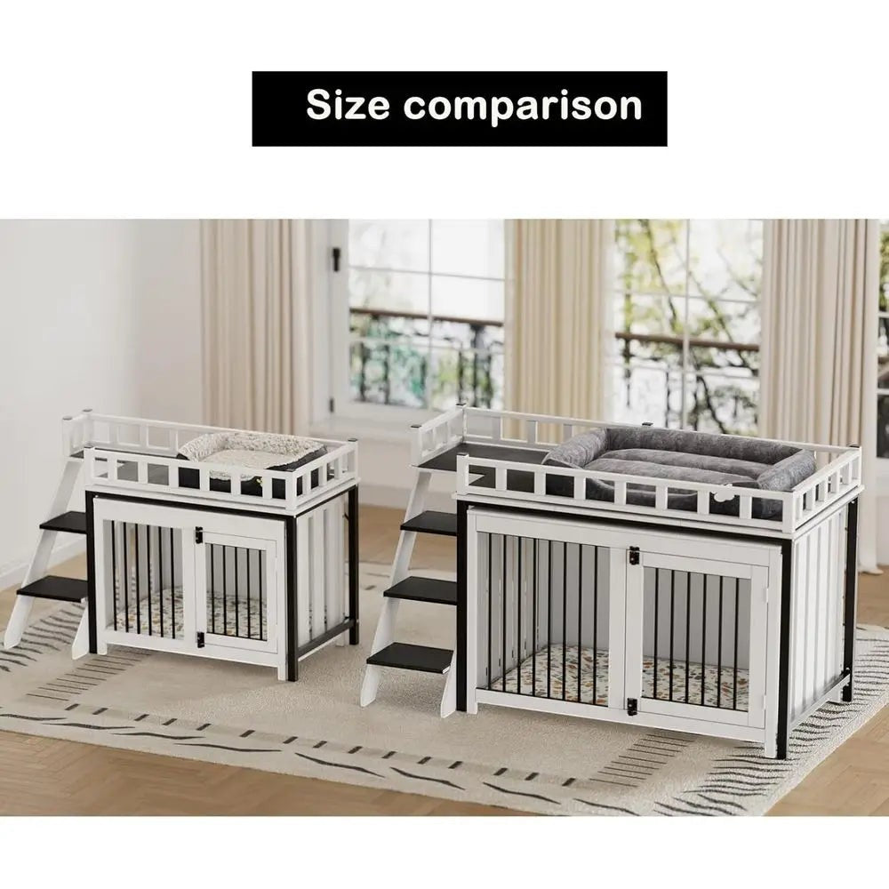 Pet Bunk Bed Stairs Storage, Window Perch, Multi-pose Blanket, Dog Bed for Small to Medium Sizes