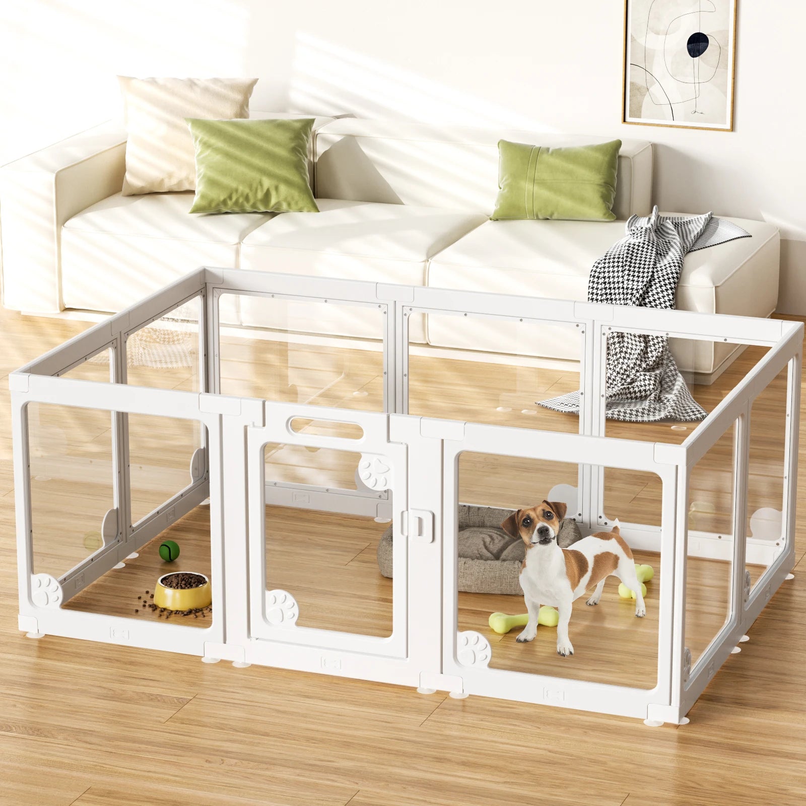 Mincy Pets Clear Acrylic Indoor Puppy Playpen with Door product photo.