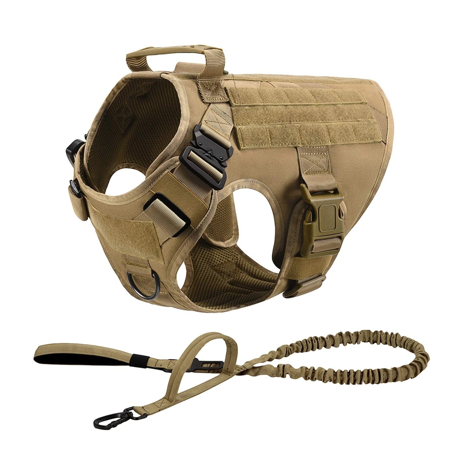 Mincy Pets Tactical Dog Harness with MOLLE Pouches & Leash product photo.