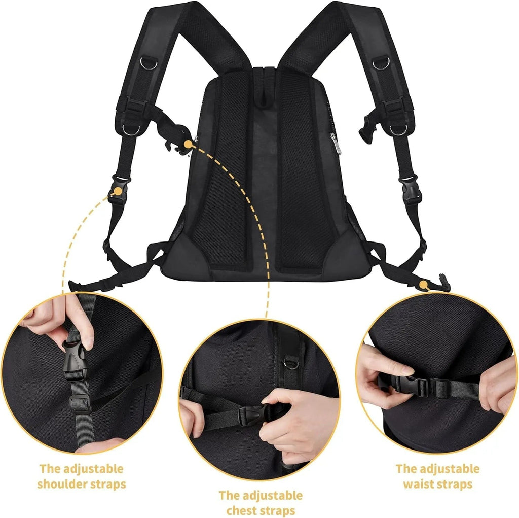 Dog Carrier Backpack for Small Dogs, Ventilated Mesh Travel Back Pack with Safety Belt for Hiking Cycling Outdoor Use, Black