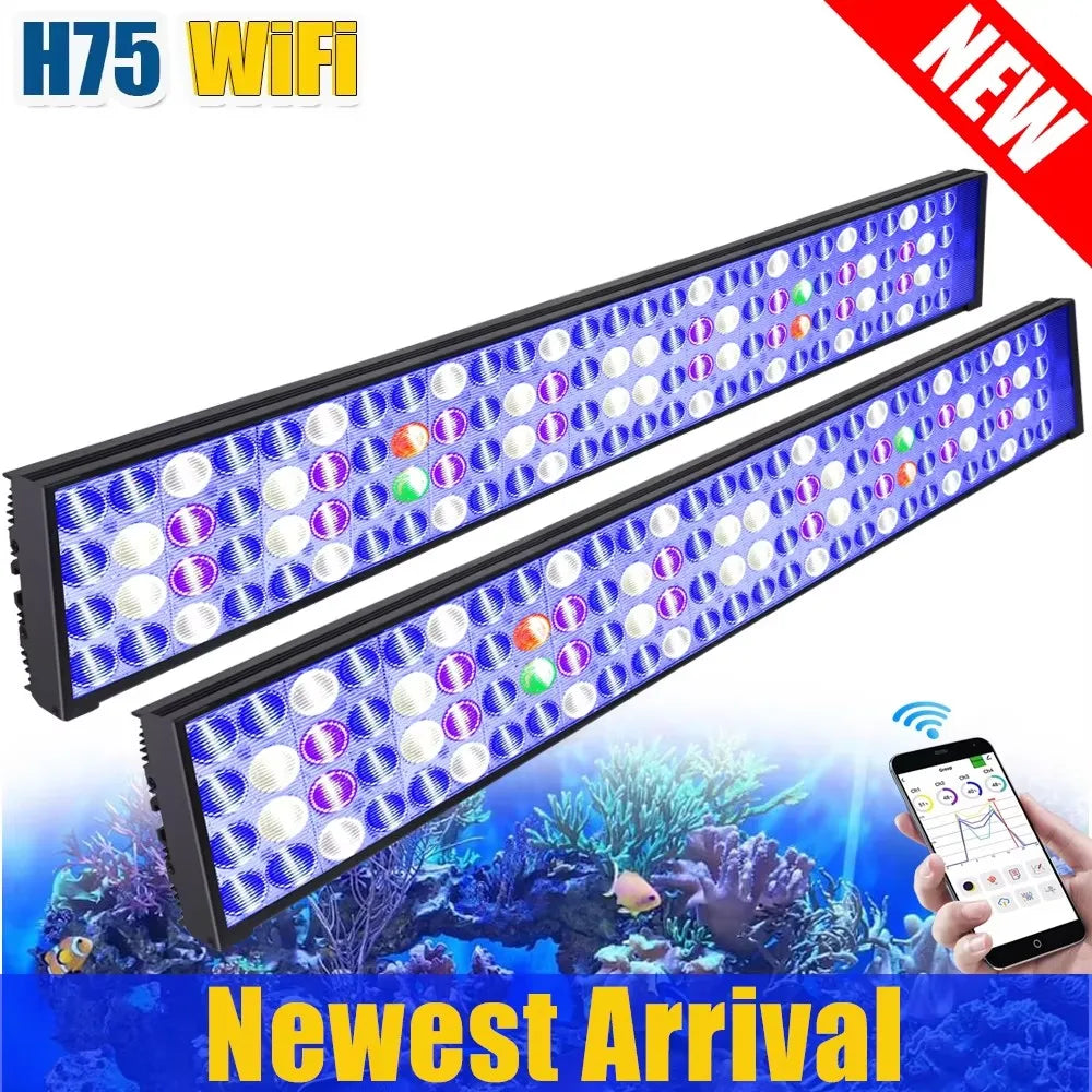 NEW WiFi Led Aquarium Light, Full Spectrum Marine Aquarium Lamp For 60-240cm Reef Corals Seawater Led Fish Tank Lights