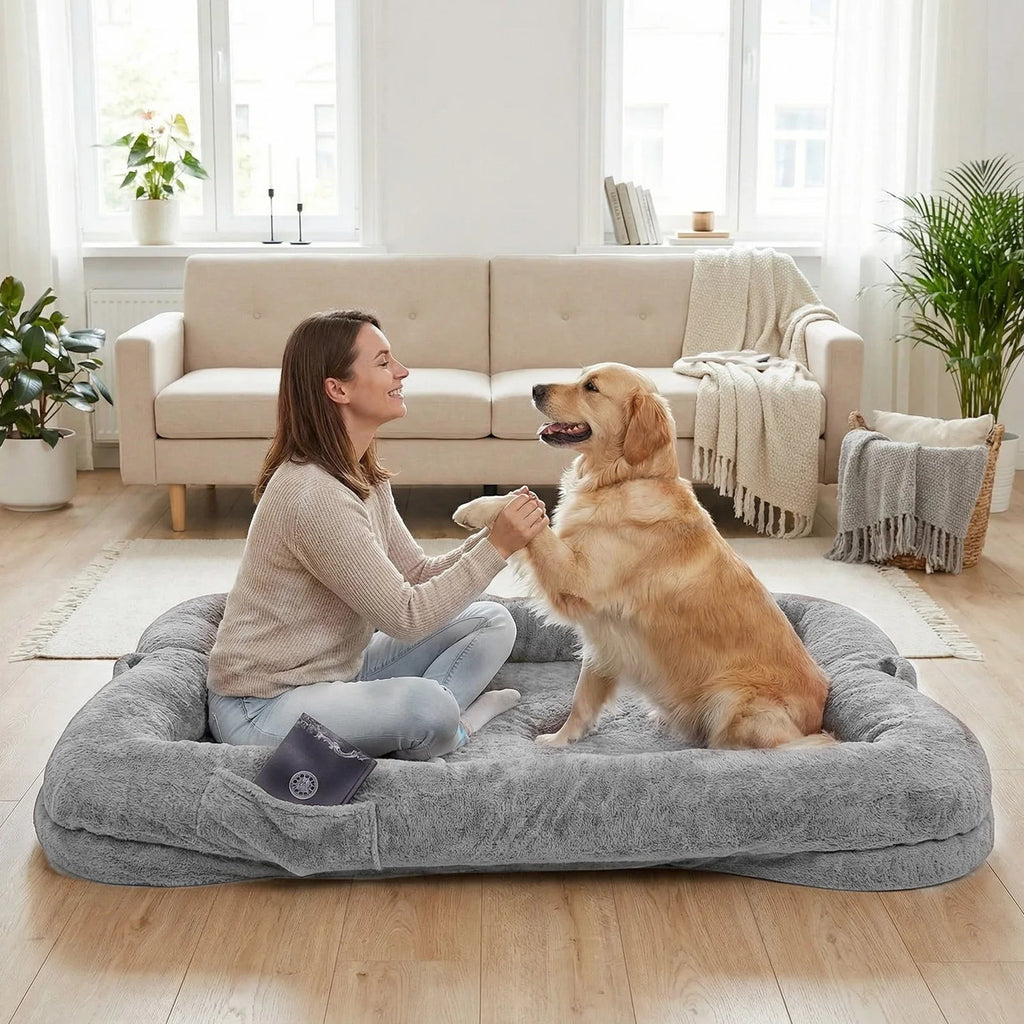 Human-Sized Faux Fur Dog Bed