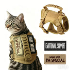 Pet Cat Clothes Cat Accessories Safe Tactical Harness Vests Traction Leash with Two Stickers for Cats Puppies and Small Dogs