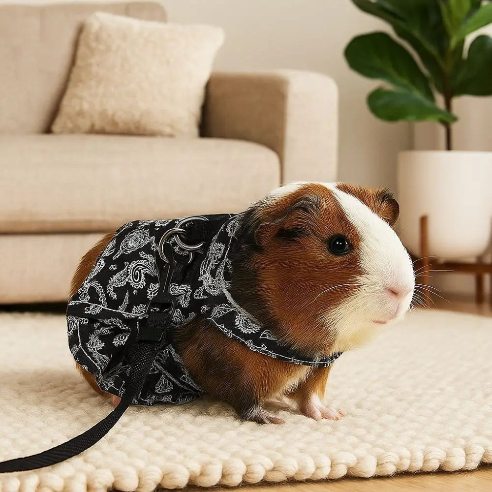 Soft Lizard Leash Harness Adjustable Escape-Proof Bearded Dragon Traction Rope Floral Pattern Breathable Reptile Harness Dress