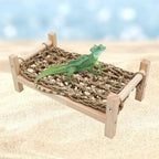 Bearded Dragon - Natural Wood and Seagrass Hammock, Reptile Tank Basking Platform Accessories for Leopard Gecko, Lizard, Frog