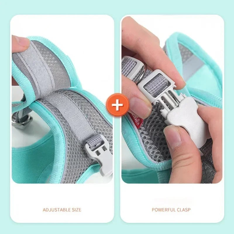 Breathable Vest Harness Adjustable Lightweight Small Dog Cat Safe Polyester Outdoor Daily Walking