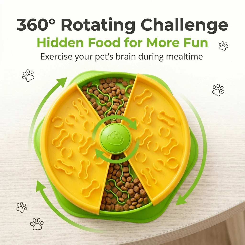Interactive Dog Slow Feeder Bowl Pet Puzzle Toy Anti-Choking Food Dispenser Stop Bloat IQ Training Foraging Game for Small Large Dogs
