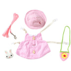 Cute Bunny Pet Vest Accessories Outdoor Leash Rabbit Clothes with Bag Hat Harness Strap Leash Dress Clothes for Guinea Pig