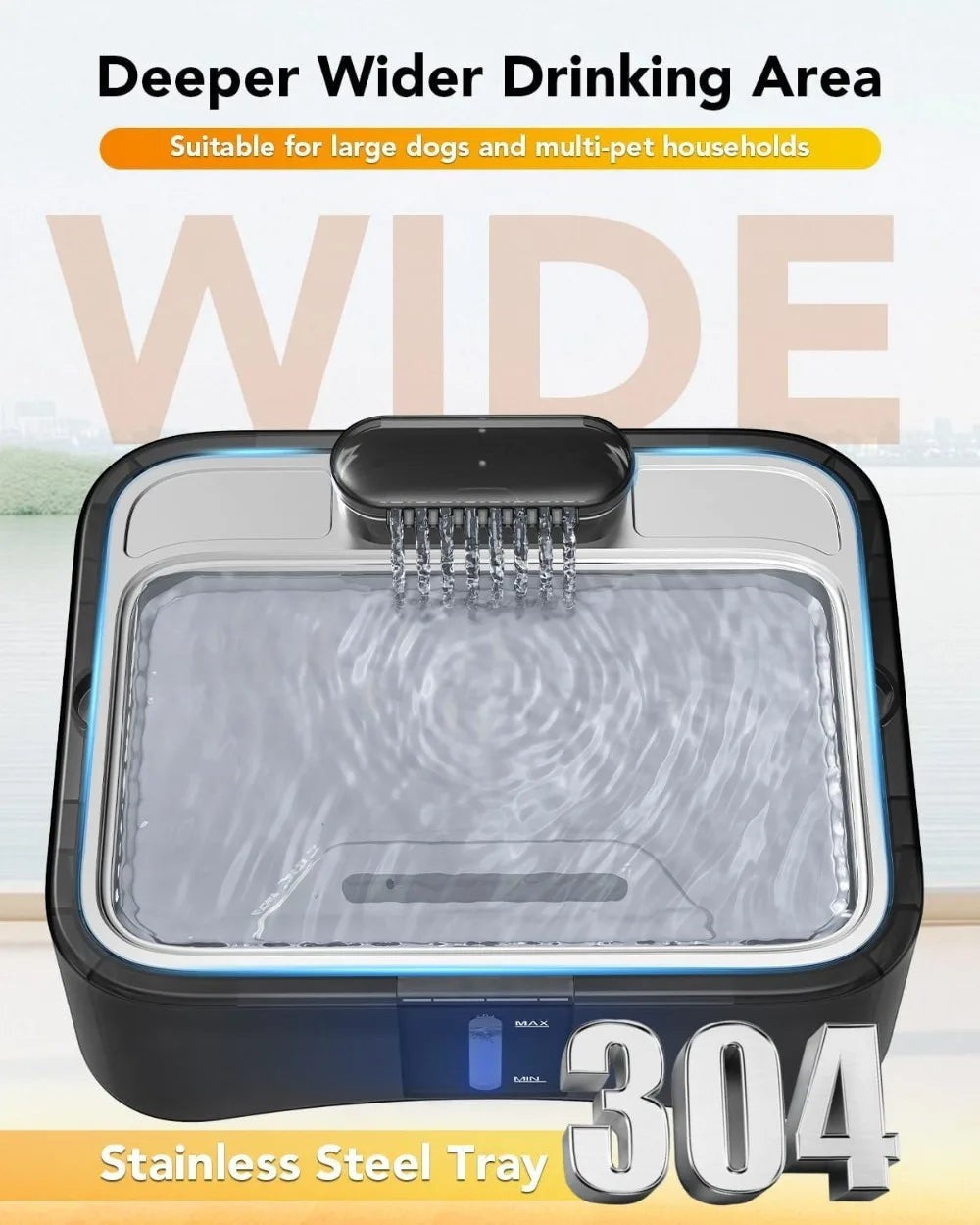 Mincy Pets Elevated Adjustable Dog & Cat Water Fountain product photo.