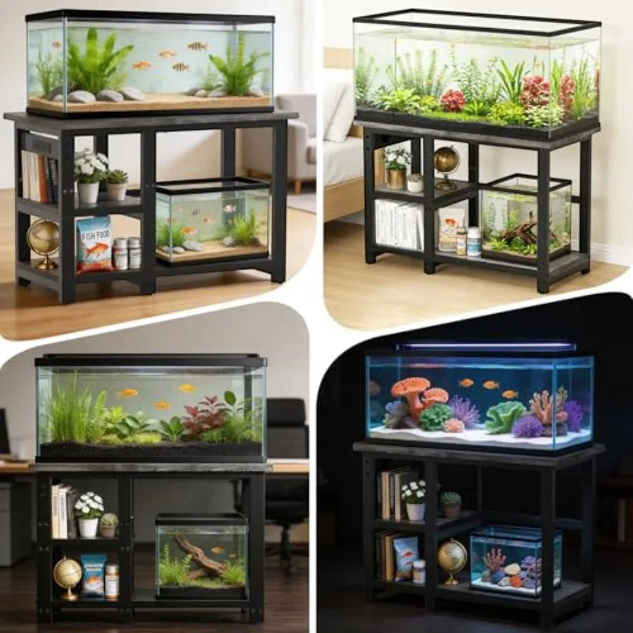 35-40 Gallon Fish Tank Stand with 5 in 1 Power Outlets, 31x18 Inch Heavy Duty Metal Frame Aquarium Stand, Adjustable Storage Sh