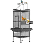 Large Bird Cage, Metal Parakeet Cage with Play Top, Wood Perches & Feeder, Spacious Rolling Flight Cage for Parrots, Cockatiels