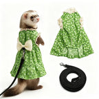 Cute Adjustable Ferret Vest Harness Soft Berber Fleece Ferret Traction Rope Comfortable Escape-Proof Ferret Dress Pet Walking