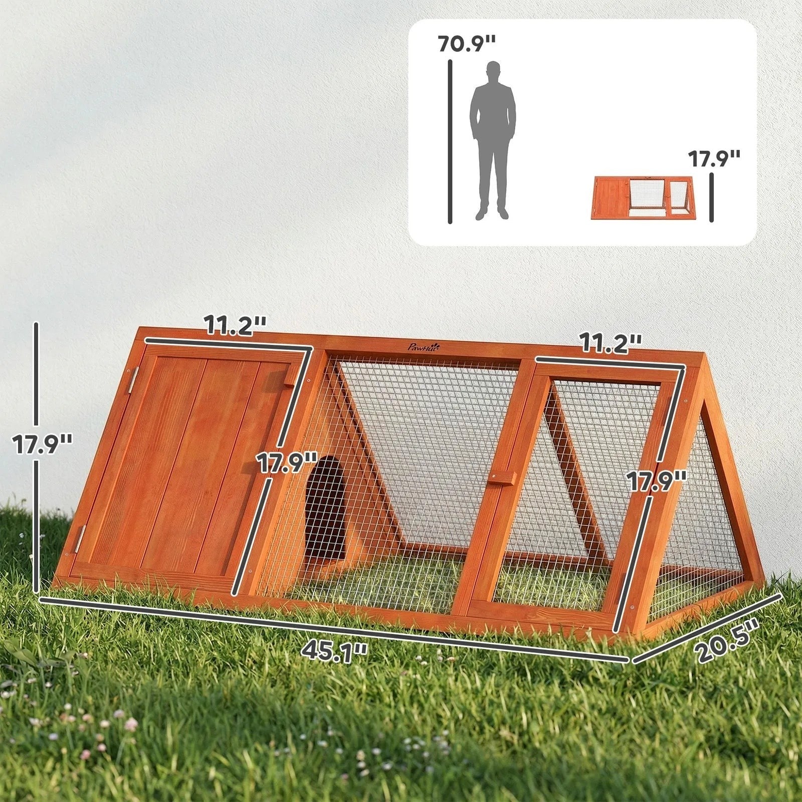Rabbit Hutch Outdoor, Wooden Chicken Coop with Run, Orange