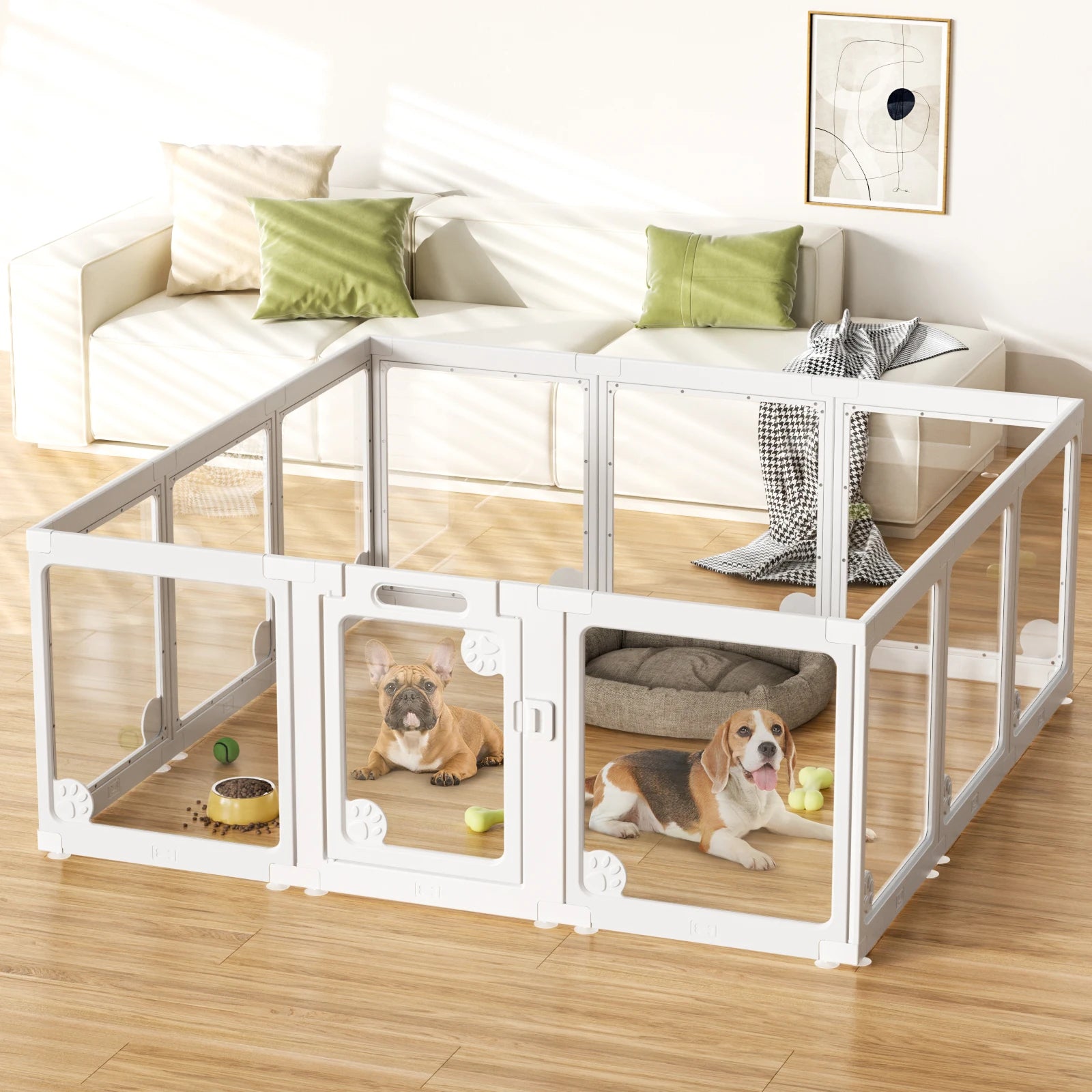 Mincy Pets Clear Acrylic Indoor Puppy Playpen with Door product photo.