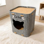 Creativity Double Layer Cat House Felt Foldable Cat Castle Bed Breathable Wear-resistant Cat Scratching Board Cat Supplies