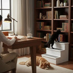 3 Step Wooden Dog Steps Pet Stairs for Dogs, Cat Ladder for Bed Couch with Storage White