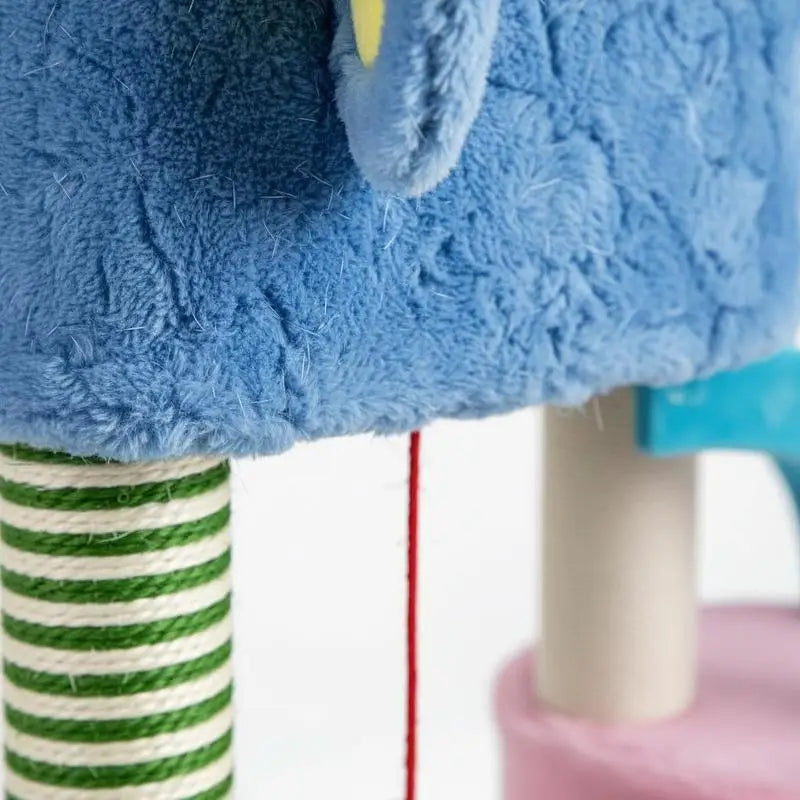 Elephant Themed Cat Tree for Cats with Condos and Padded Perch-Colourful