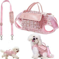 Dog Lift Harness Backpack for Small Dogs Cats, Adjustable Sling Carrier for Hiking Travel Outdoor Pink Medium